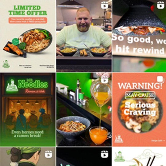 Mr. Noodles Instagram feed: food photos, offers and ramen posts designed for social media